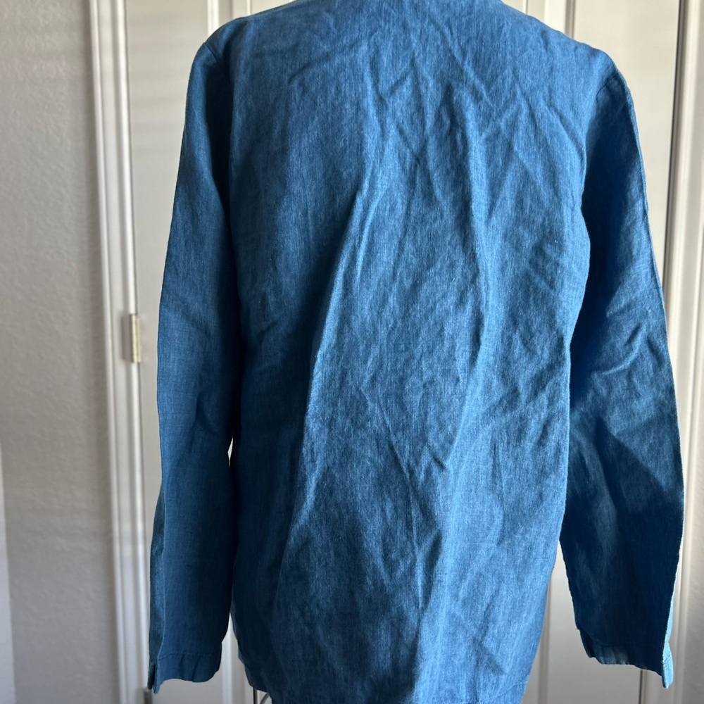 J. Jill Blue Open-Front Cardigan pure indigo linen - Picture 9 of 12